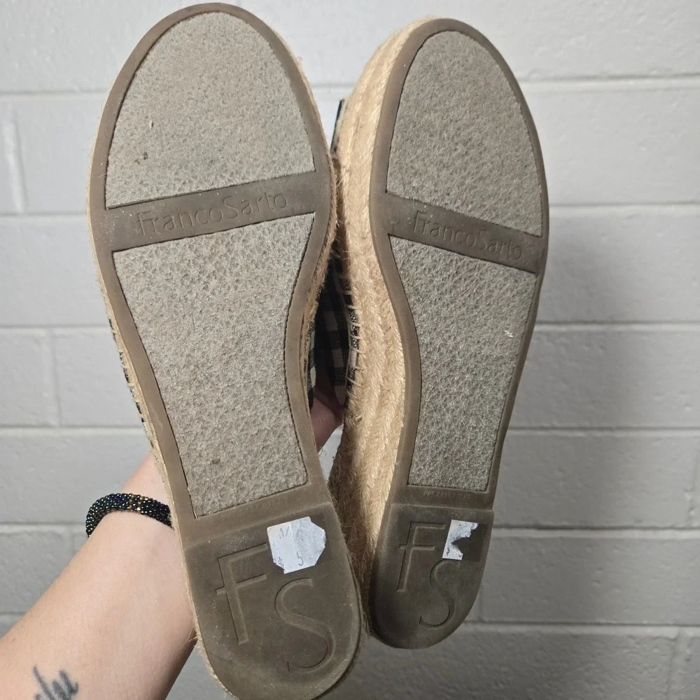 Franco Sarto Gingham Espadrille Platform Slide Sandals Womens 8.5 Cottage Spring